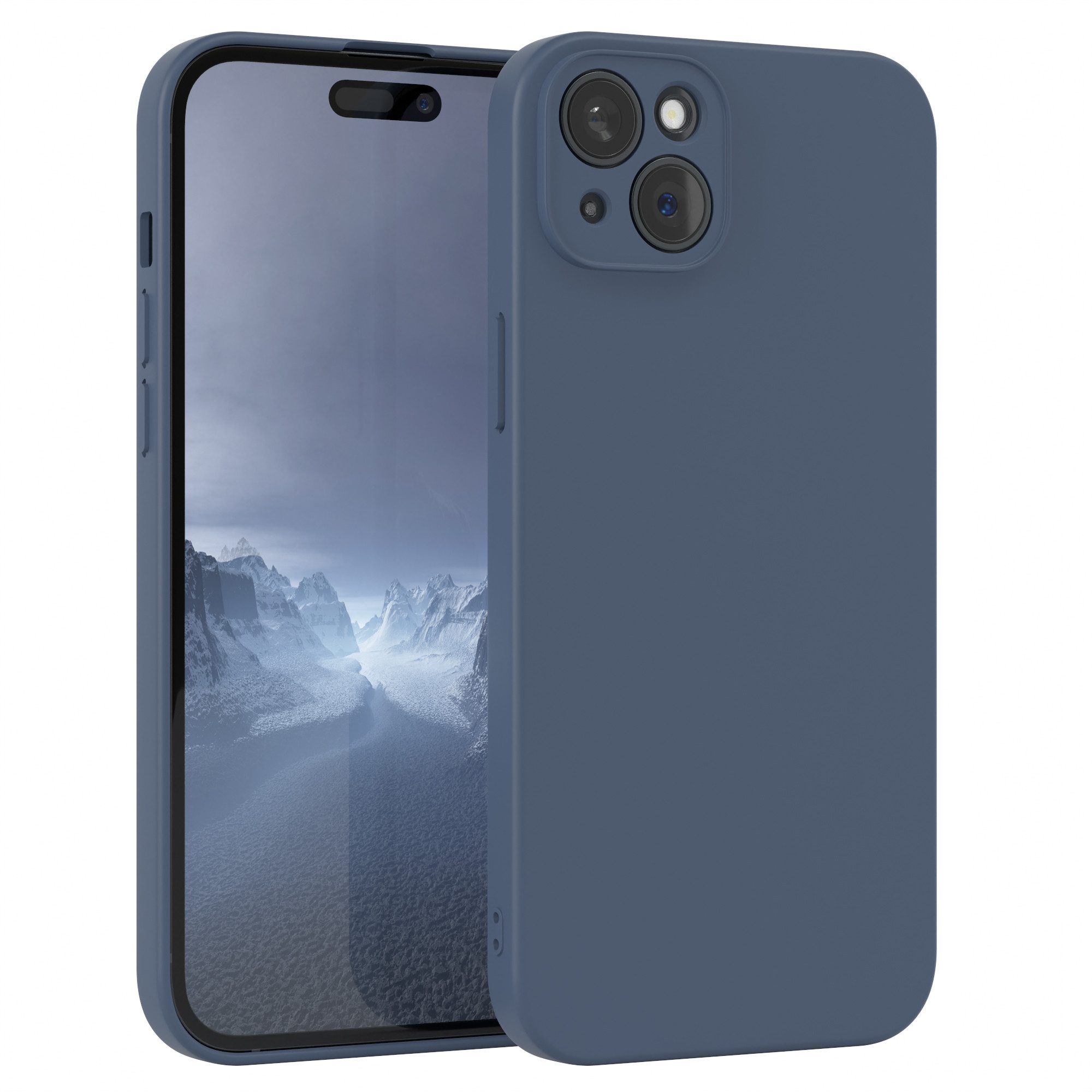 EAZY CASE Handyhülle für Apple iPhone 15 Plus Hülle Silikon 6,7 Zoll, Handy Softcase mattierte Silikonhülle Back Cover Soft Blau / Petrol