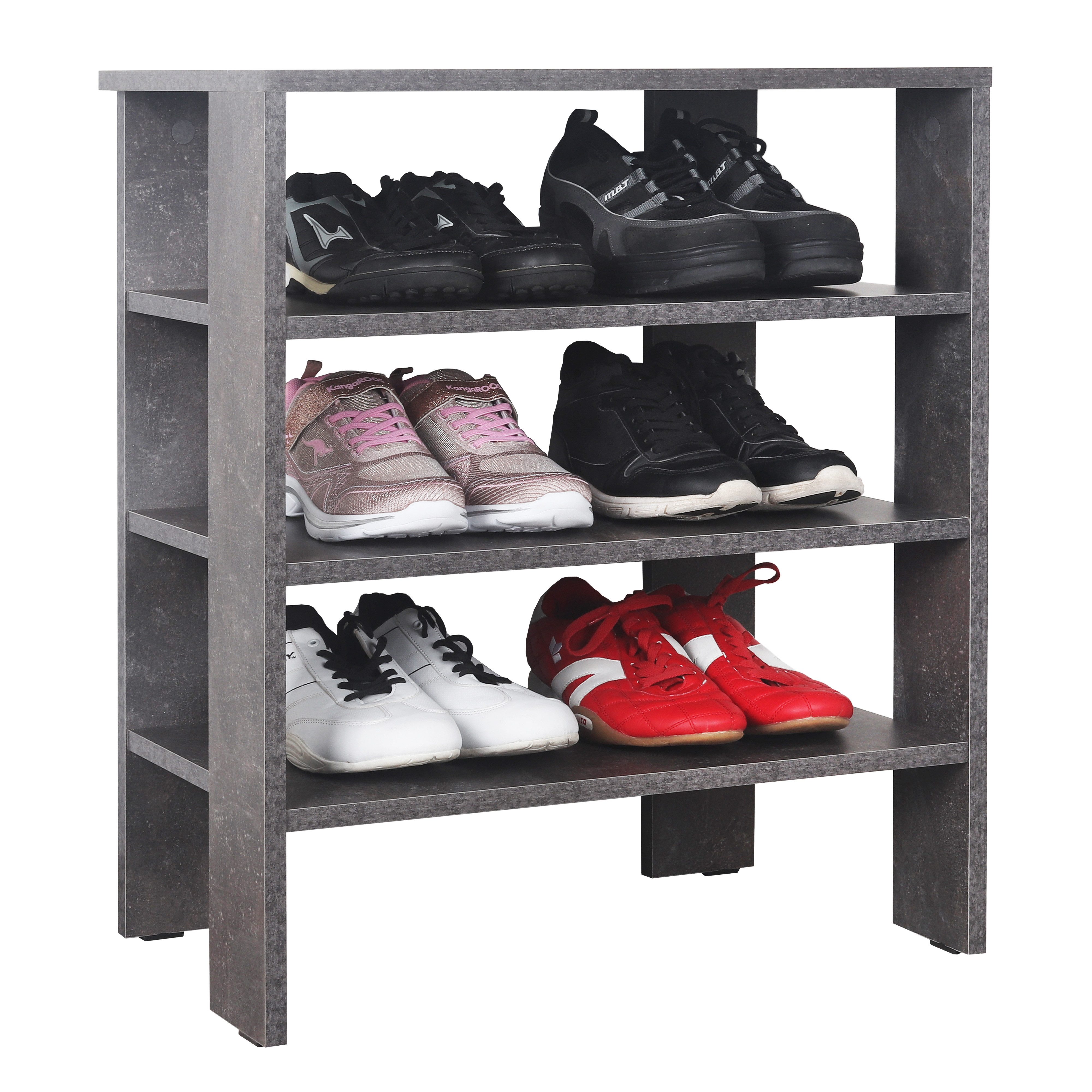 RICOO Schuhregal WM039-BG, 1-tlg., Schuhablage hohes Regal Hochregal schmal Standregal CD Dekoregal