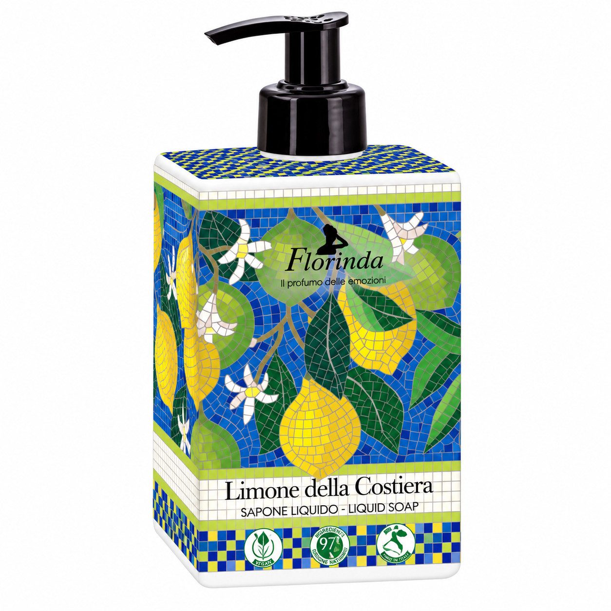 Saponificio Artigianale Fiorentino Flüssigseife Limone della Costiera, 1-tlg., Italienische Luxus-Flüssigseife 500 ml