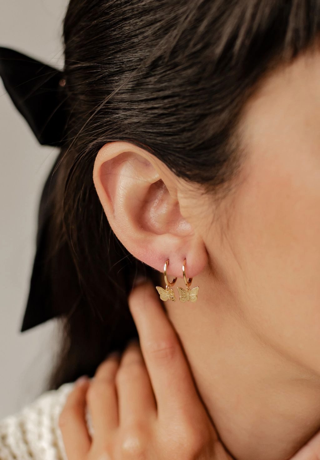 Hey Happiness Paar Creolen Silber 925 Schmetterling, 18K Vergoldet, Damen O günstig online kaufen