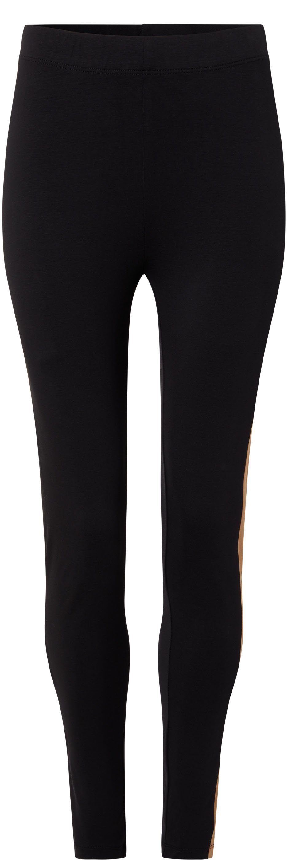 Calvin Klein Jeans Ck Black/ LEGGINGS in CK-Schriftzug Kontrastfarbe mit Camel COLOR BLOCKING Leggings Timeless