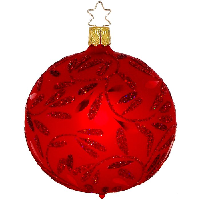 INGE-GLAS® Weihnachtsbaumkugel Freudentanz rot matt (1 St) mundgeblasen handbemalt