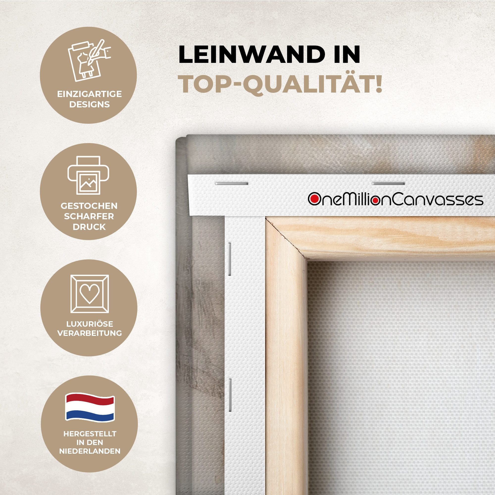 OneMillionCanvasses® Leinwandbild Panorama Farbe - Abstrakt - Beige - Kunst, Fotodruck (1 St), Wandbild, Deko Schlafzimmer Wohnzimmer Flur 40x20 cm