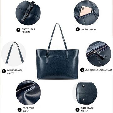 MODFU Handtasche Damen Henkeltasche Freizeittasche Tragetasche Tasche Vintage (Kunstleder Schultertasche Arbeitstasche Ledertasche Laptoptasche Shopper, Bürotasche, Aktentasche, Unitasche, Top Griff), für Damen Frauen Jungen Freizeit Arbeit Business Schule Büro Reisen