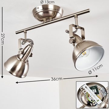 hofstein Deckenleuchte »Arazane« Deckenlampe aus Metall in Nickel-matt/Weiß, ohne Leuchtmittel, mit verstellbaren Strahlern, 2xE14, Spot im Retro/Vintage Design