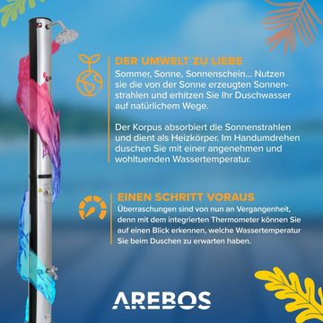 Arebos Solardusche 40 Liter, 220 cm, inkl. Abdeckhaube, bis 60°C