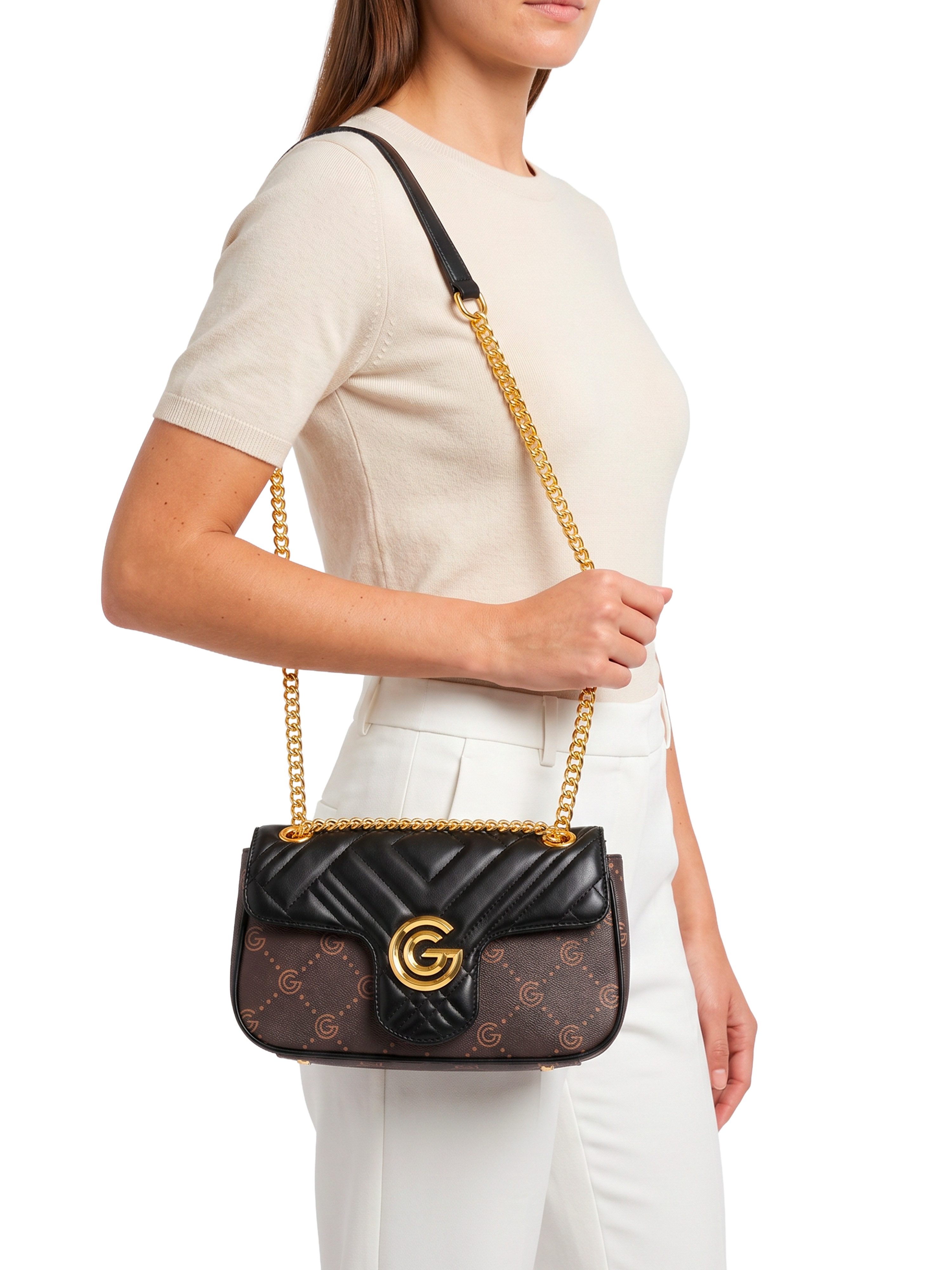 GABRIELLA G By Gabriella Gucci Umhängetasche CINDY, Damen Umhängetasche, Handtasche, Tragetasche mit Logoverzierung