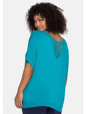 Sheego T-Shirt Große Größen mit Häkeleinsatz und elastischem Bund