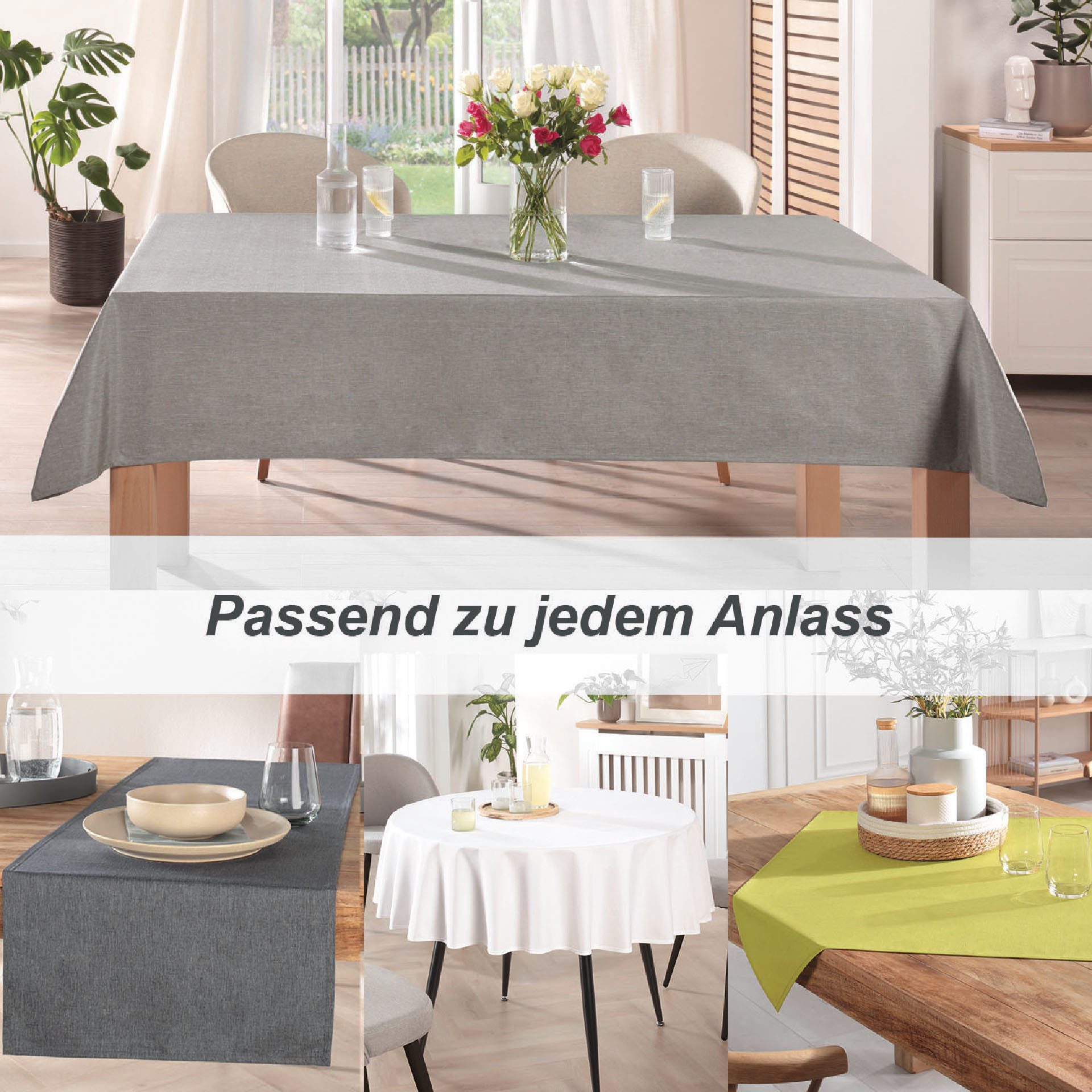 Delindo Lifestyle Tischdecke WIEN HOME abwaschbar (1-tlg), Leinenstruktur mit Fleckschutz aus recycelten Polyesterfasern