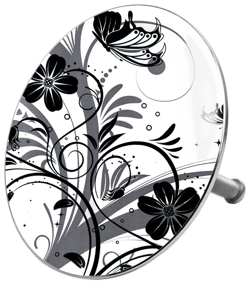 Sanilo Badewannenstöpsel Black Flower, Ø 7,2 cm, für Badewannen und Duschen