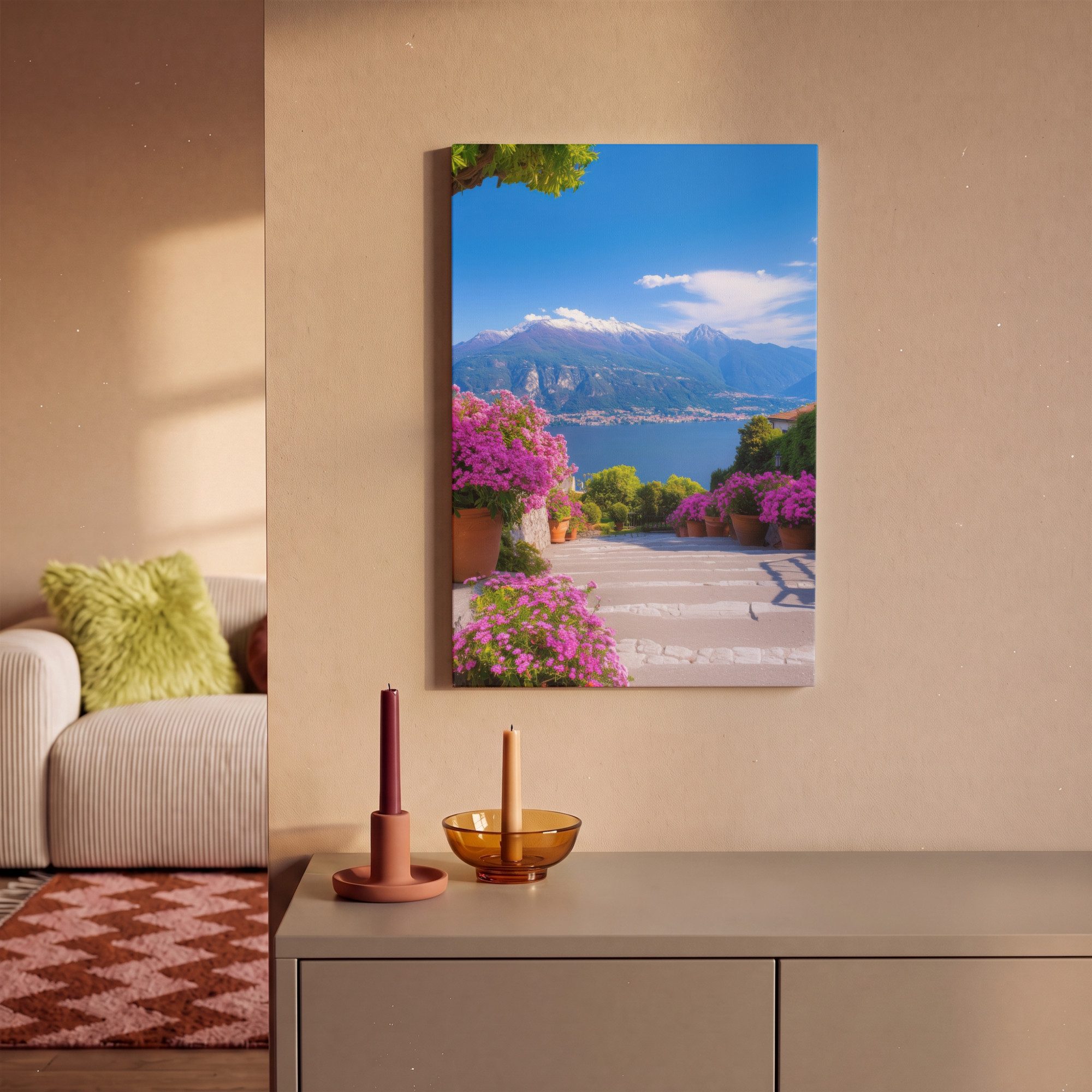 OneMillionCanvasses® Leinwandbild Comer See - Italien - Landschaft, Fotodruck (1 St), Leinwand Canvas Wandbild, Wanddekoration 20x30 cm – Bild 2 von 5