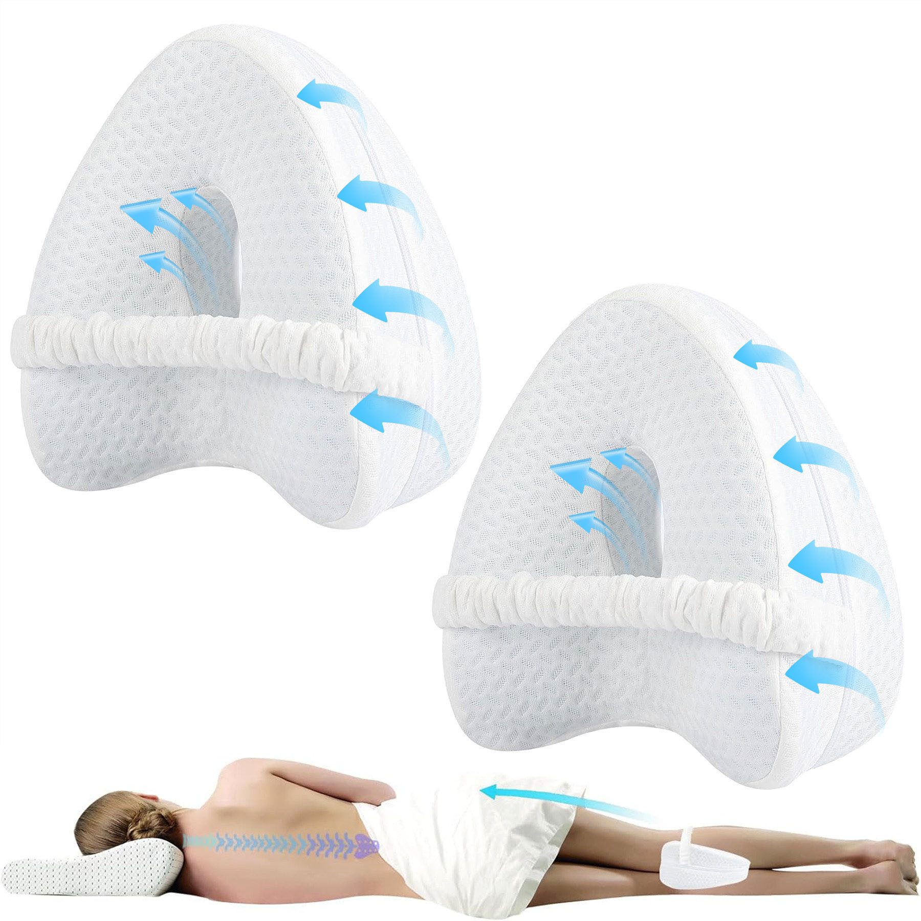 Mutig Balancekissen Kniekissen für Seitenschläfer,2 Stück Ergonomisches Lagerungskissen, Memory-Schaum für Rücken-/Hüft-/Gelenk- und Ischiasschmerzlinderung