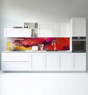 MyMaxxi Dekorationsfolie Küchenrückwand Bunte Blüten Malerei selbstklebend Spritzschutz Folie