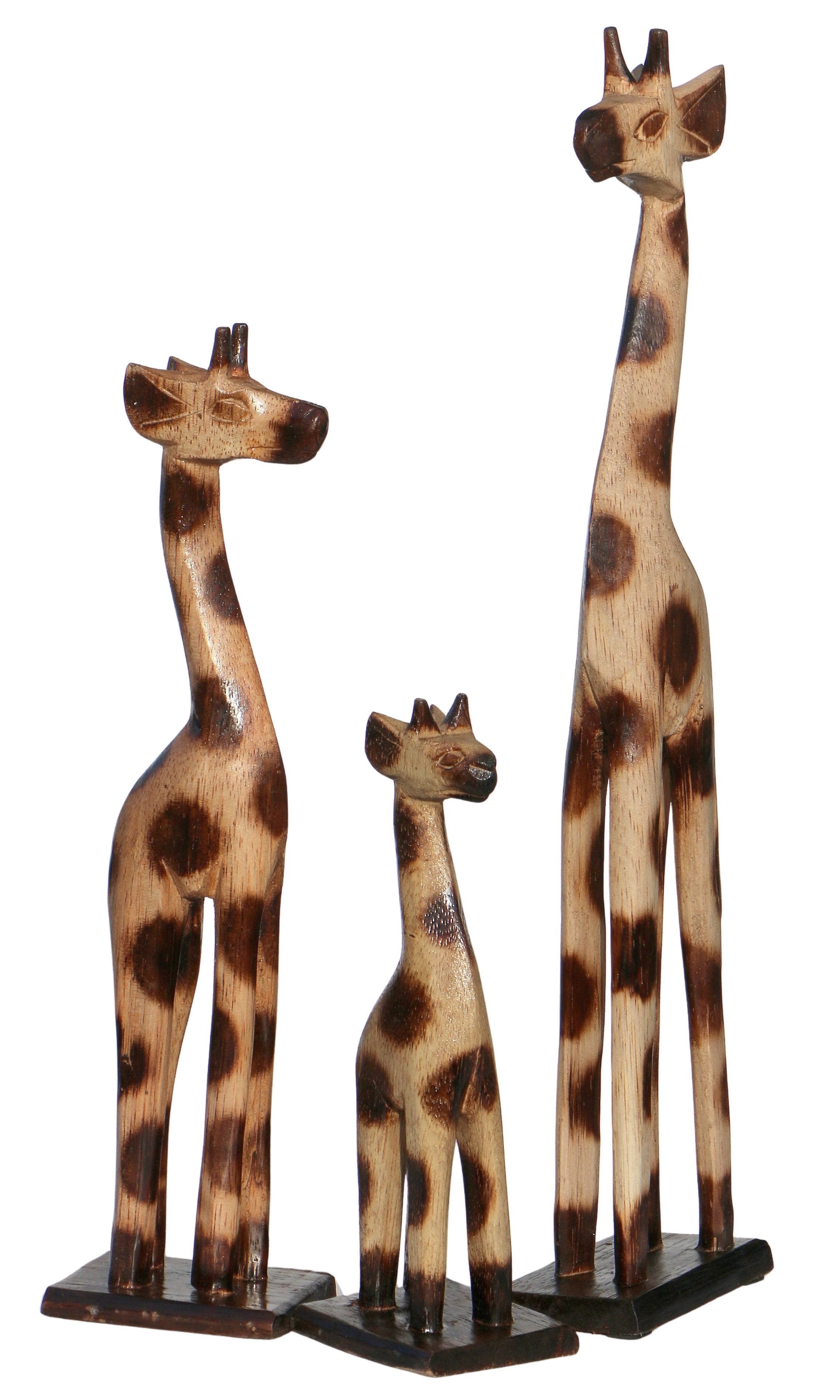 Tierfigur 3er Set Giraffen Holz Figur Dekoration Afrika Statue