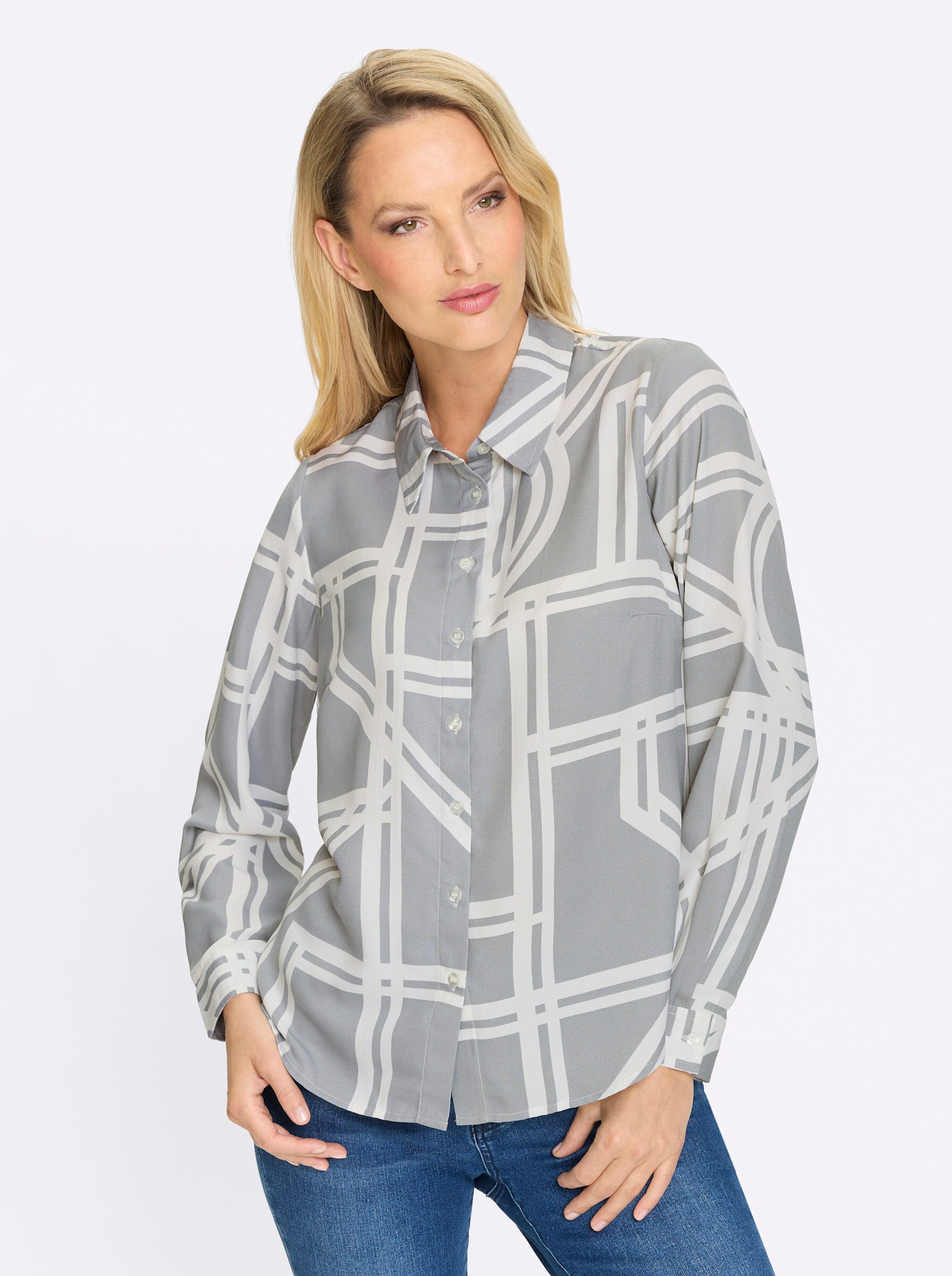 heine Klassische Bluse Druck-Bluse Langarm