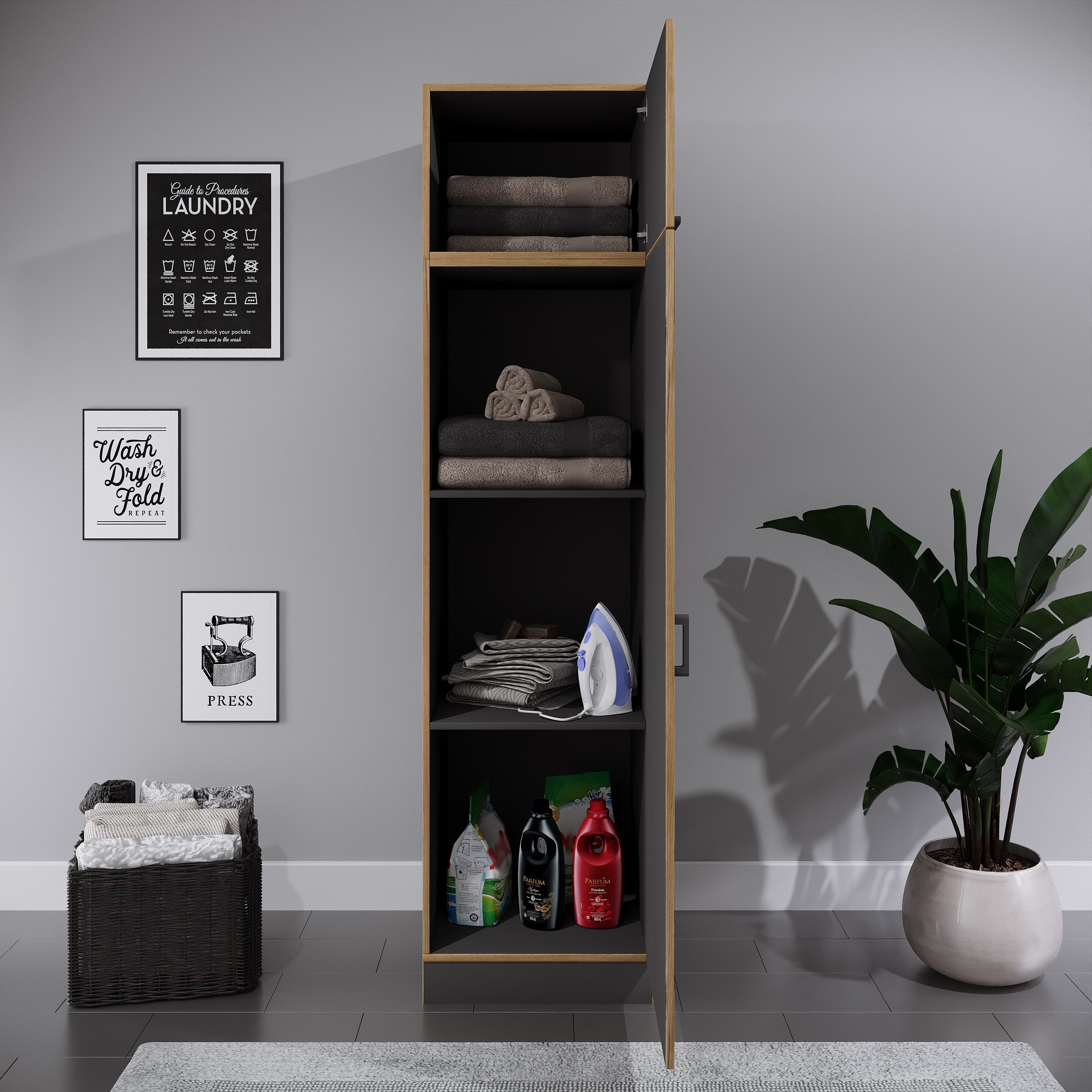 VCM Hochschrank Mehrzweckschrank mit 4 Fächern & Türen Rislo BDXXL