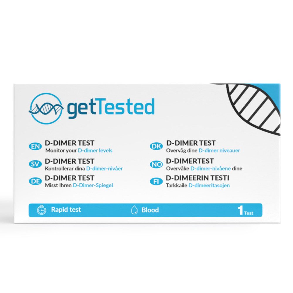 GetTested International AB Unverträglichkeitstest D-Dimer-Test (Blutgerinnsel), 1 Messparameter, Testkit, 1-tlg., D-Dimer Bluttest, CE-zertifiziert für den professionellen Gebrauch