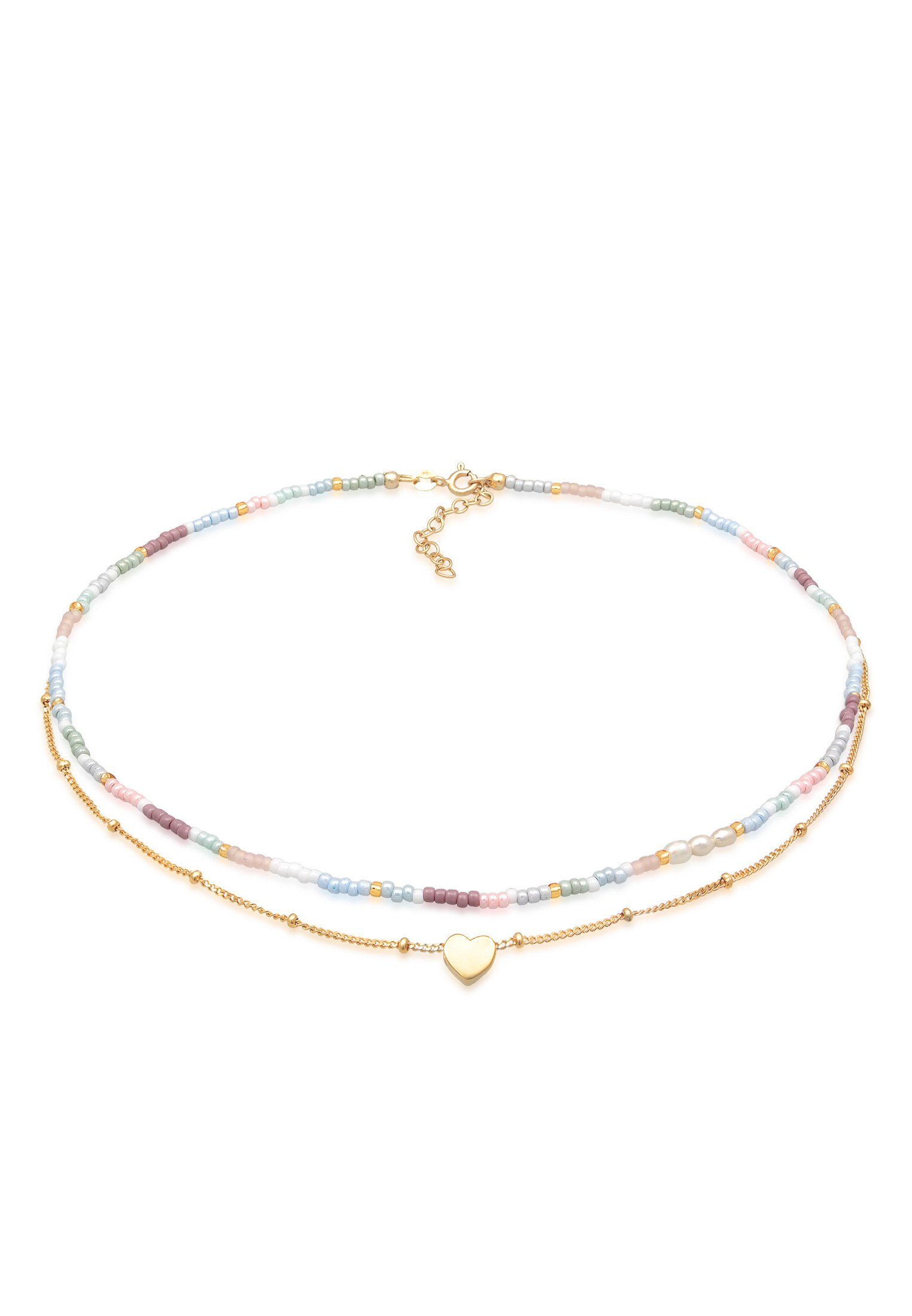 Elli Ketten-Set Choker Layer Herz Glasperlen günstig online kaufen
