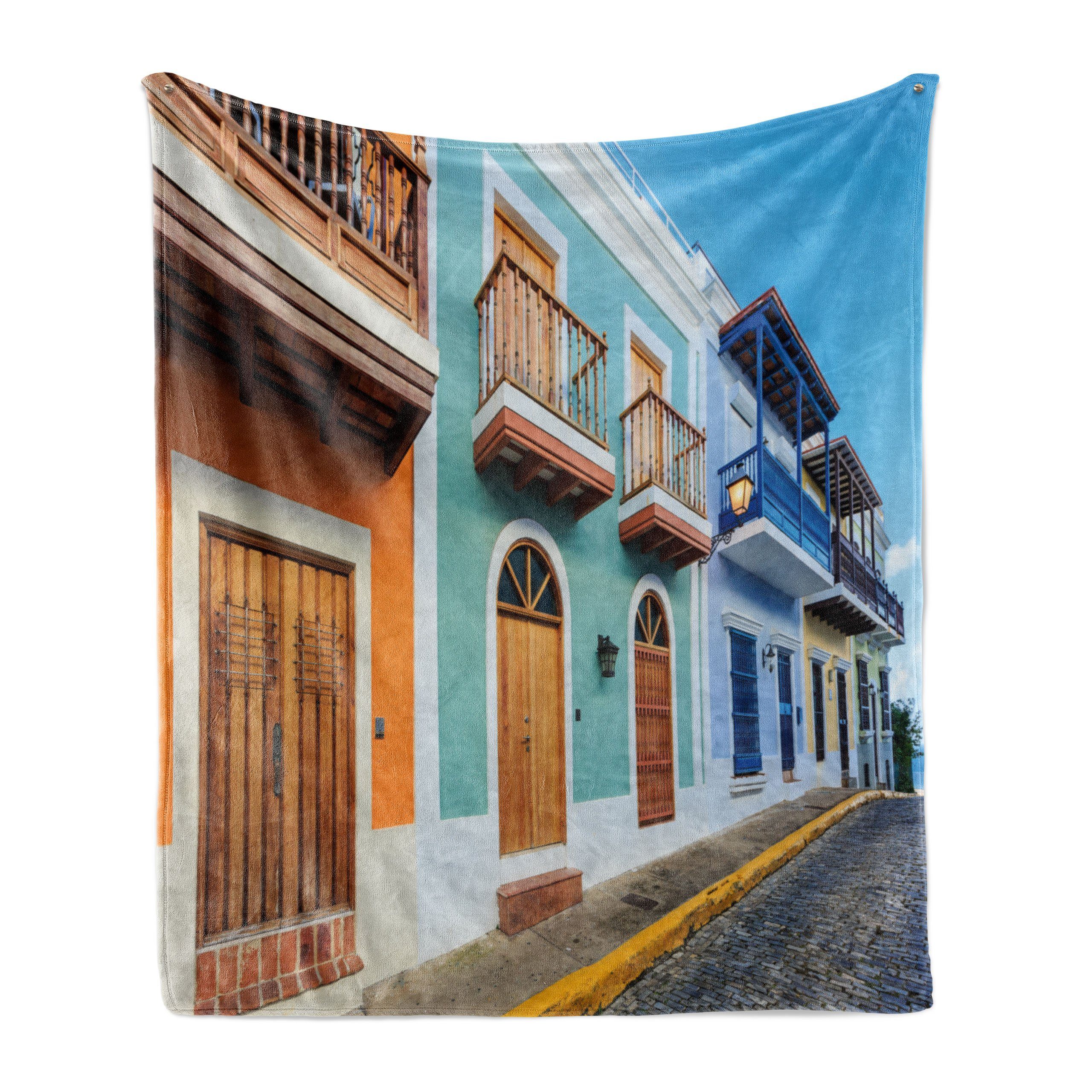 Wohndecke Gemütlicher Plüsch für Außenbereich, San Juan Innen- den und Puerto Häuser Rico Abakuhaus, Straßen