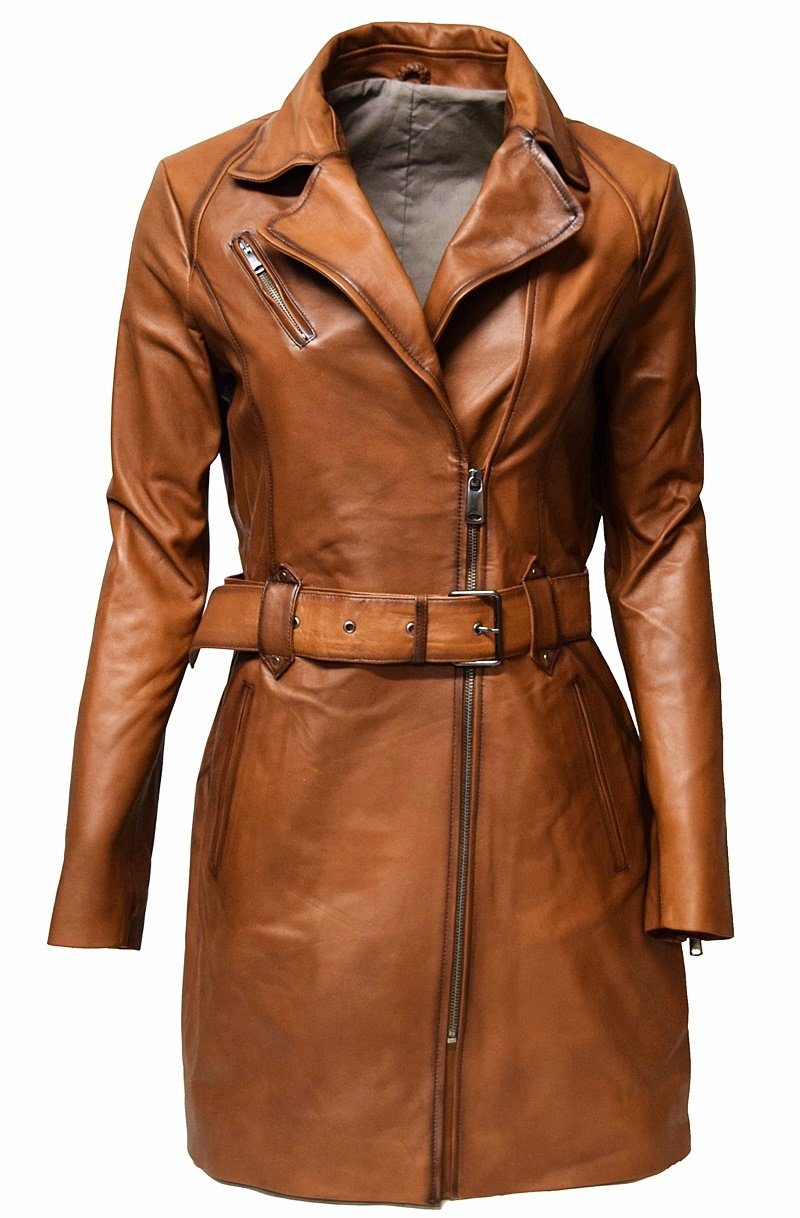 Ledermantel Una Reverskragen günstig online kaufen