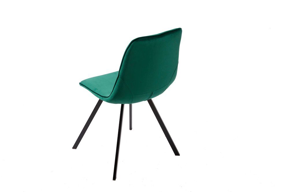 Retro riess-ambiente schwarz, / · · Samt Esszimmer AMSTERDAM smaragdgrün Esszimmerstuhl CHAIR · Metall