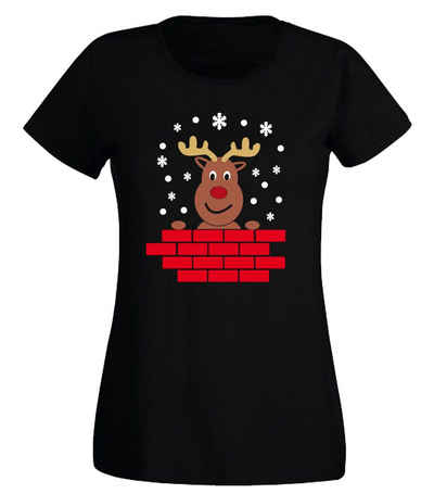 G-graphics T-Shirt Damen T-Shirt - Rudolph das Rentier mit trendigem Frontprint, Slim-fit, Aufdruck auf der Vorderseite, Spruch/Sprüche/Print/Motiv, für jung & alt