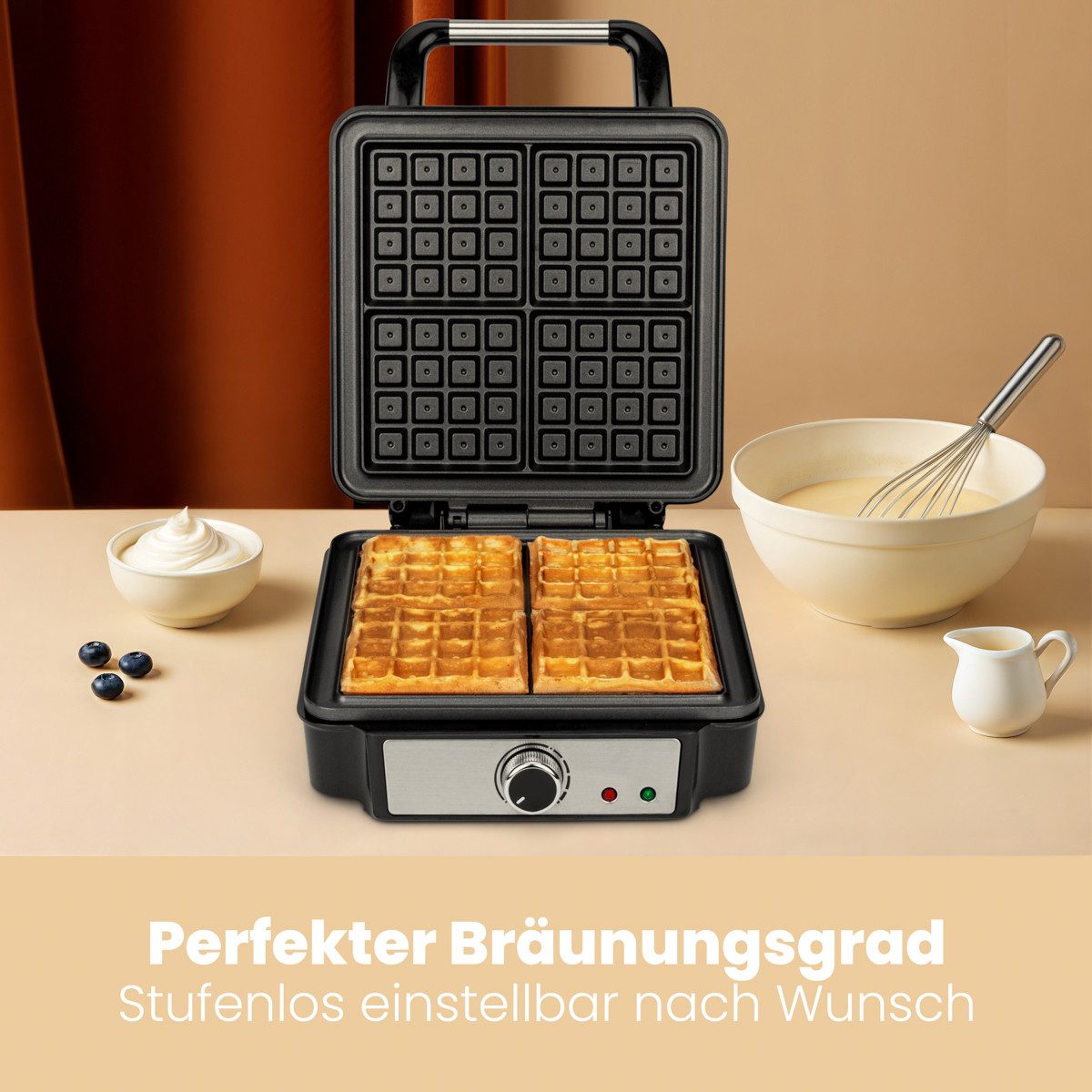 ProfiCook Waffeleisen PC-WA 1241, für 4 belgische Waffeln pro Backvorgang