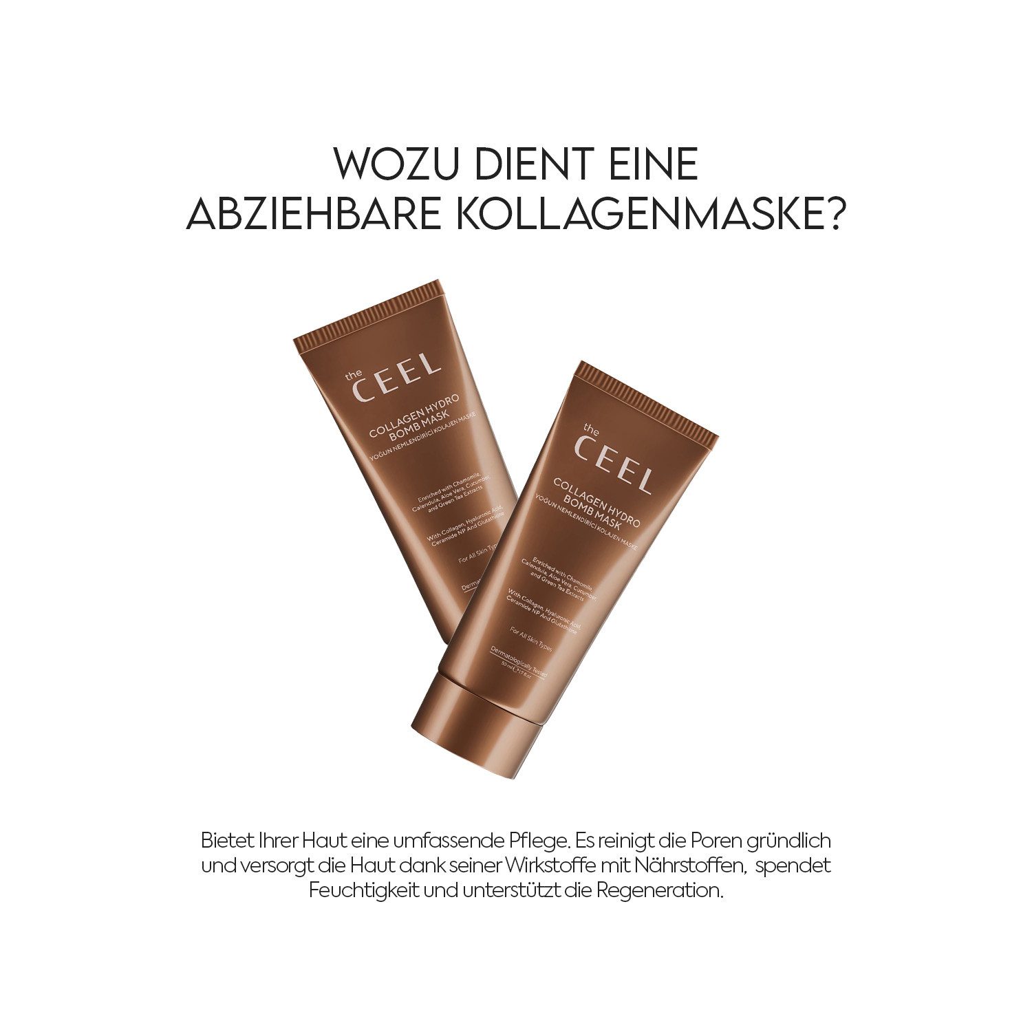 THE CEEL Gesichtsmaske Peel-off Kollagen Maske-50ml Glutathion Grüner Tee Feuchtigkeitspflege, Intensiv feuchtigkeitsspendende Kollagen-Maske