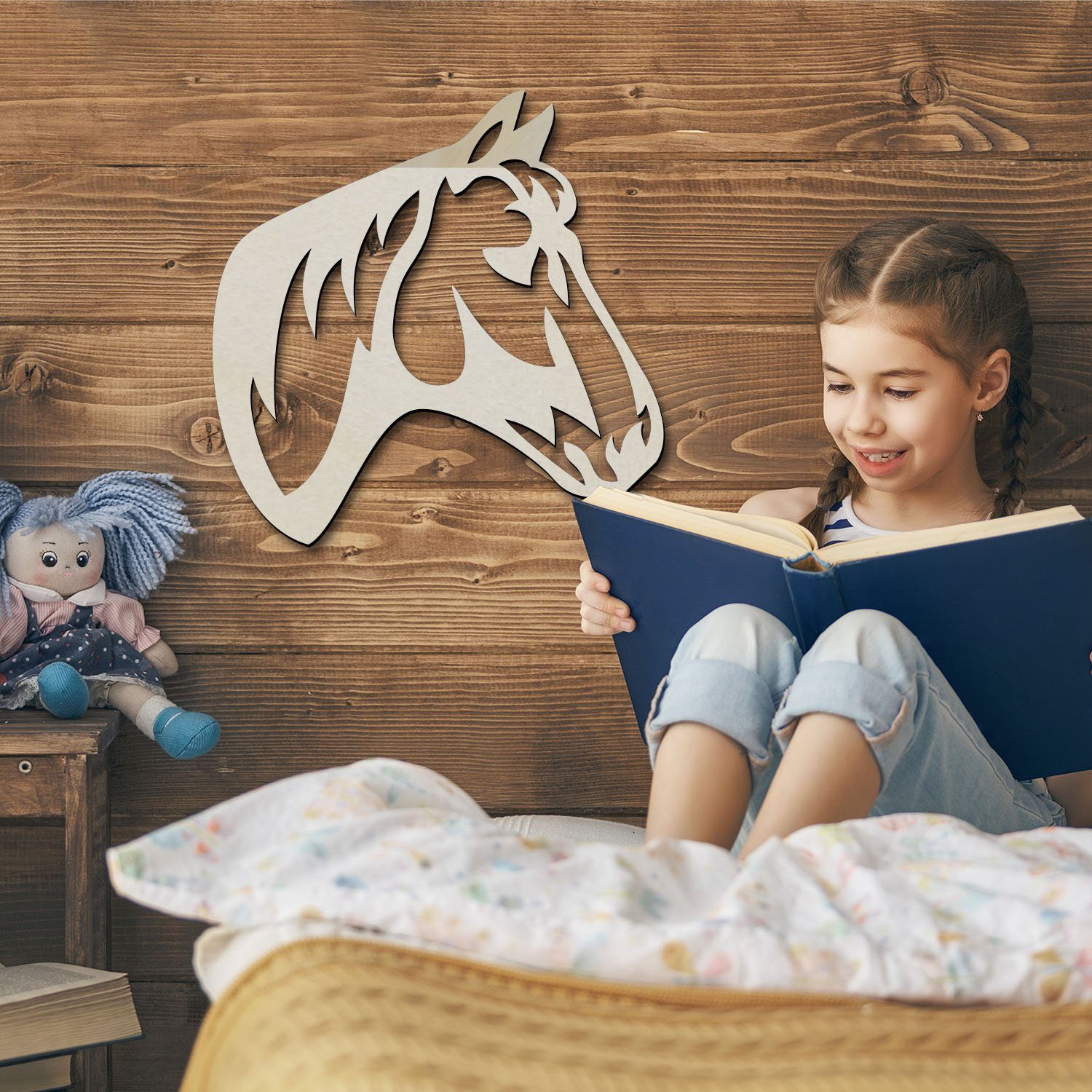 Namofactur LED Dekolicht Pferd RGB Nachtlicht, Pferdekopf Holz Wandlampe Kinderzimmer, LED fest integriert, Farbwechsler