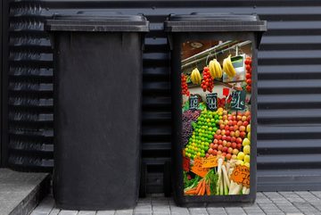 MuchoWow Wandsticker Obst - Gemüse - Behälter - Markt (1 St), Mülleimer-aufkleber, Mülltonne, Sticker, Container, Abfalbehälter