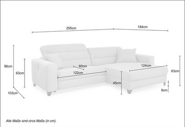 Liadomo Ecksofa Jarom, 2x motorische Relaxfunktion, USB-Ladeport, 2x Kopfeilverstellung, Cord