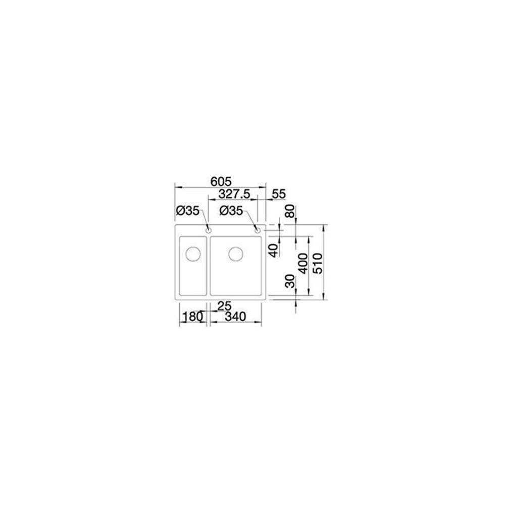 cm Edelstahlspüle BLANCO Blanco 60,5/51 InFino Ablauf, Einbauspüle CLARON 340/180-IF/A Edelstahl,