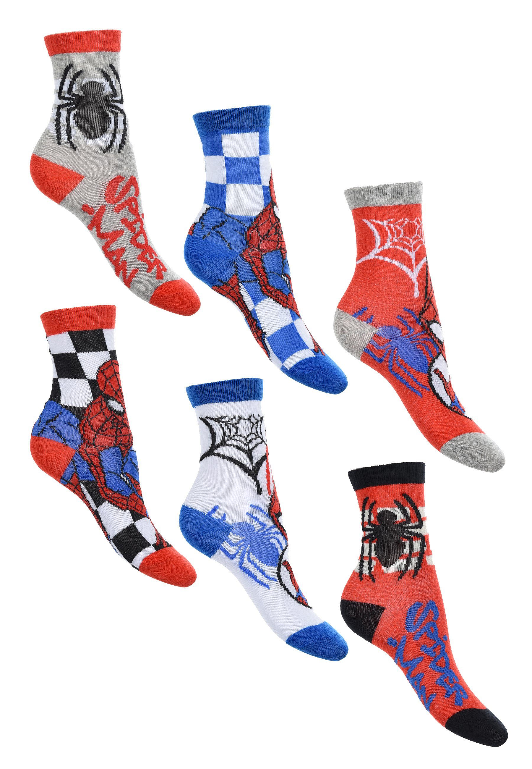 aus Strümpfe Jungen (6-Paar), 6 Spider-Man Socken Cooles Set Socken bestehend Kinder Jungen Kinder Socken Spiderman Socken Paar