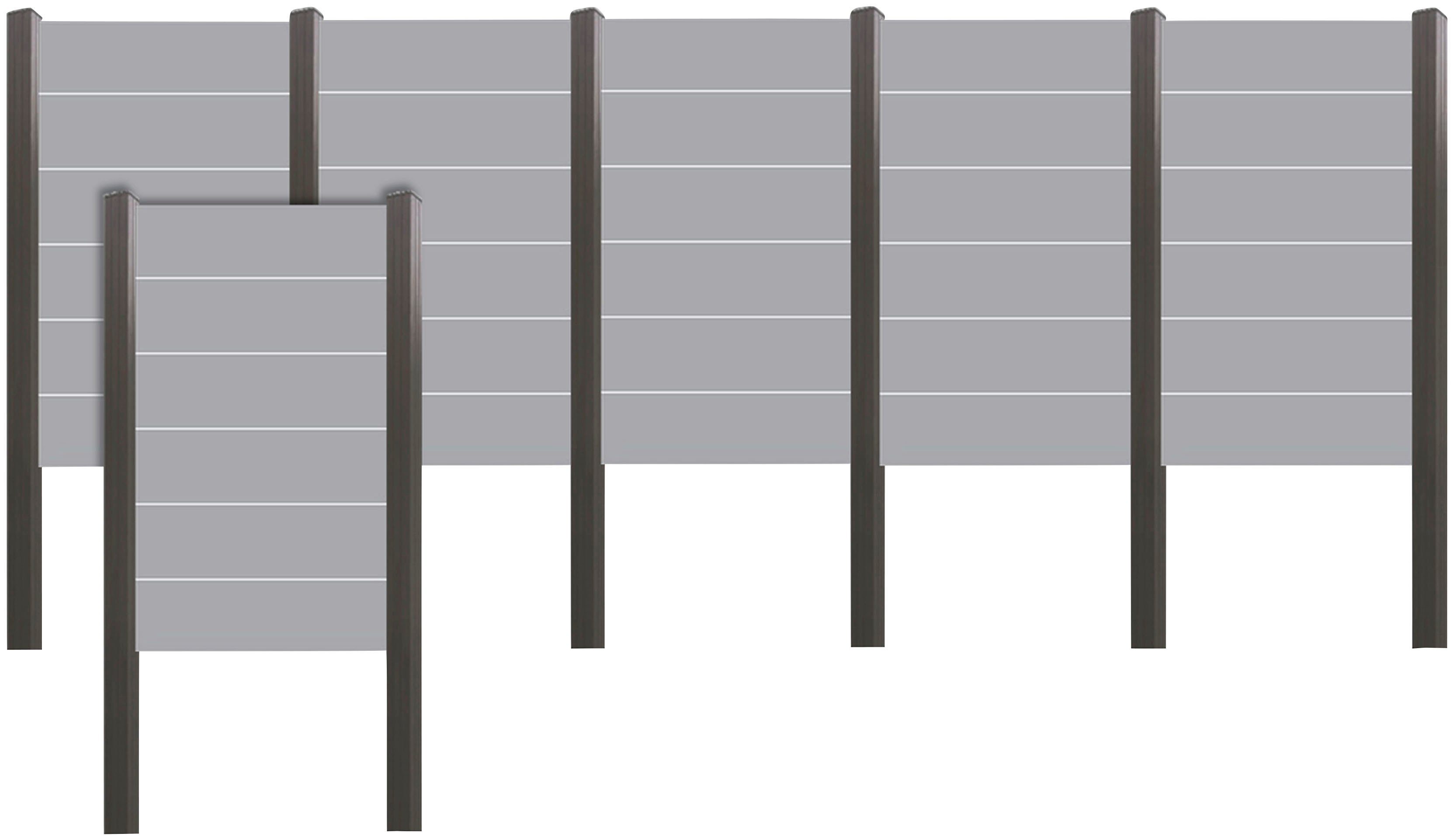 Tetzner & Jentzsch Sichtschutzelement ROUNDROCK 4, (Set), Satiniertes Glas in Aluminiumpfosten