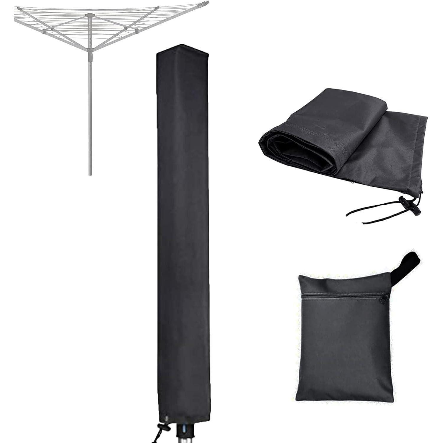 LuxusKollektion Wäschespinne Wäschespinne Abdeckung Wasserdicht Reißverschluss Schwarz 16x16x180cm
