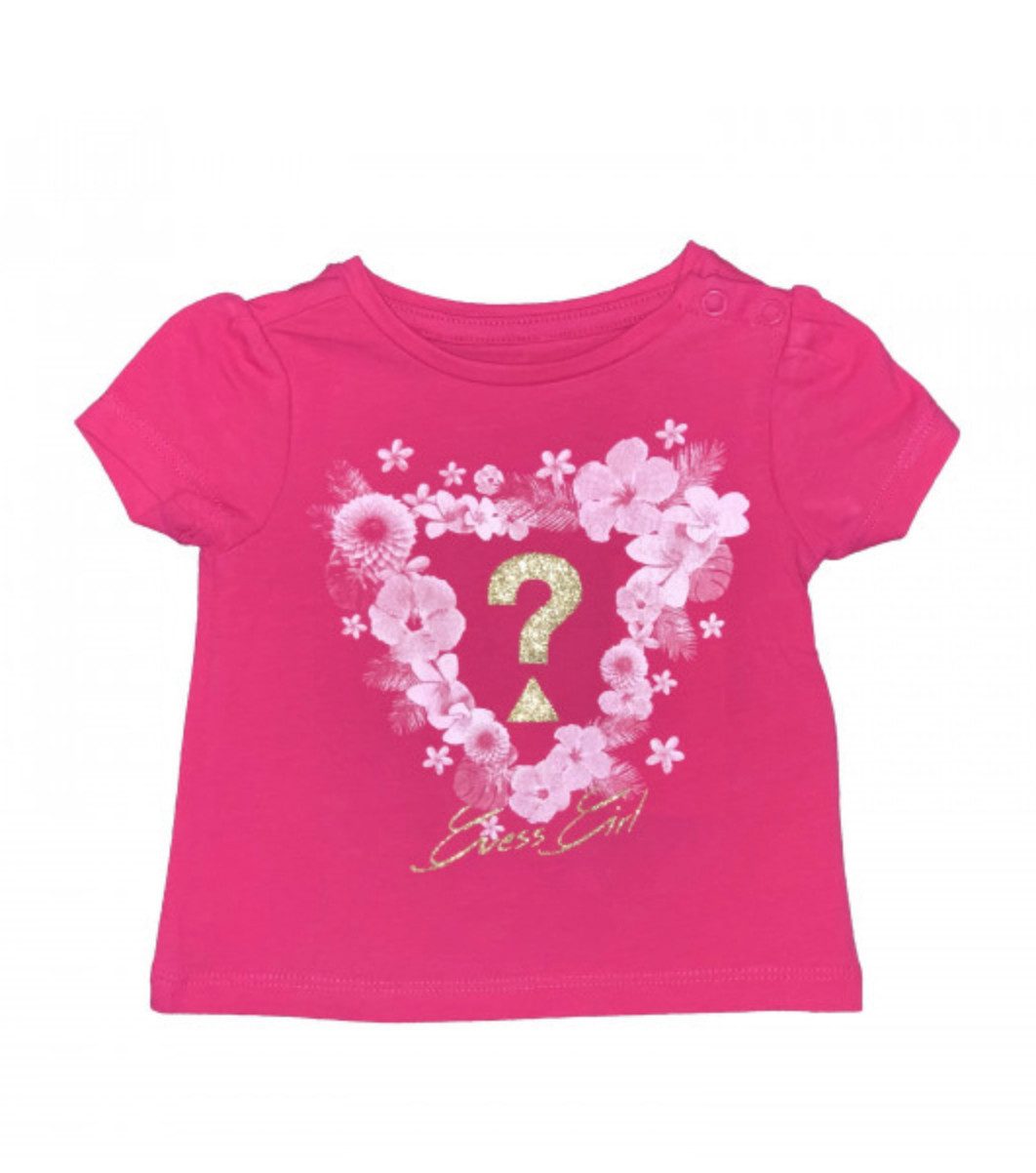 Guess Kids T-Shirt Baby Mädchen T-Shirt mit Blumen Herzprint und Stretchanteil