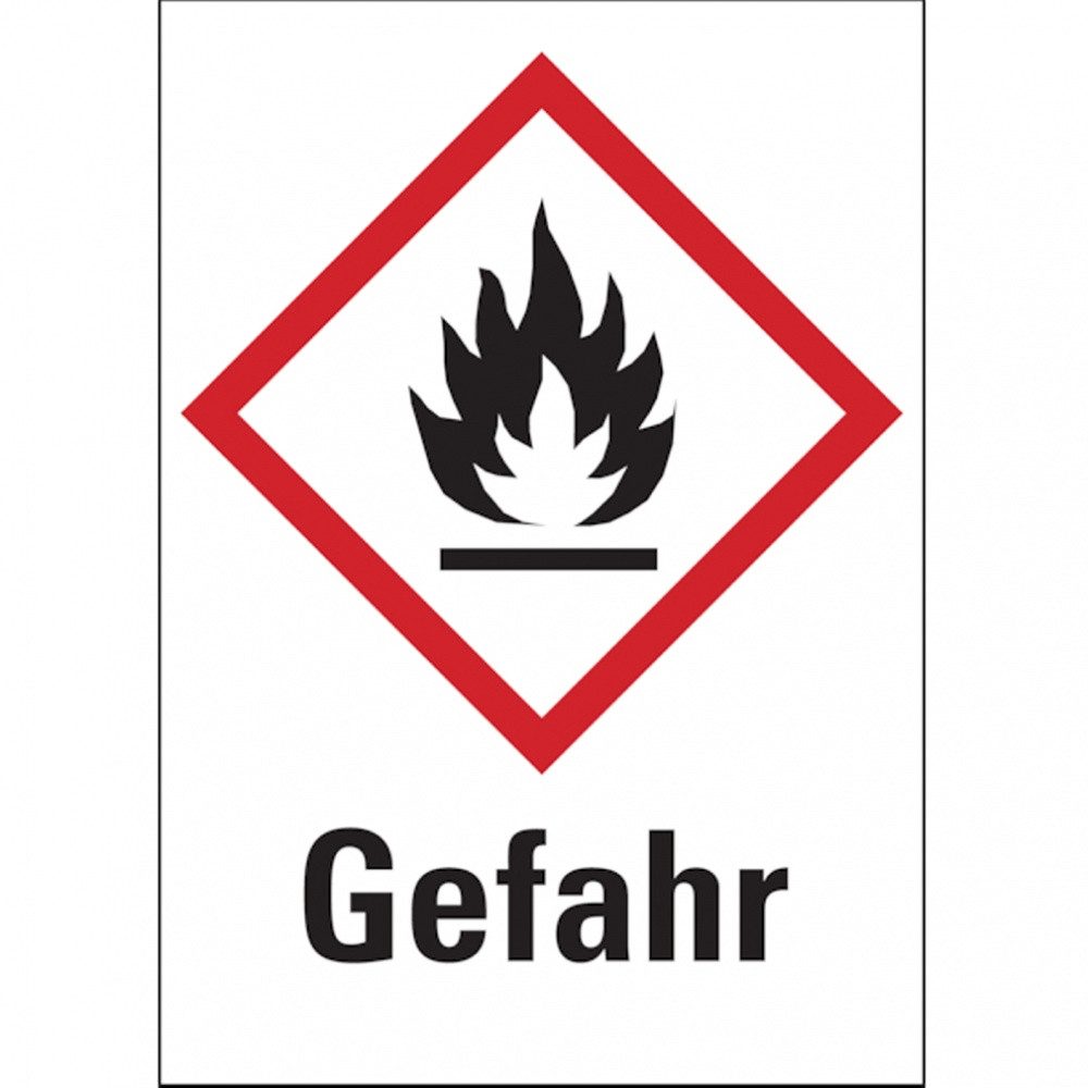 Hinweisschild Gefahrstoffetiketten - Flamme (GHS02) Signalwort " - 20x29 mm Folie se