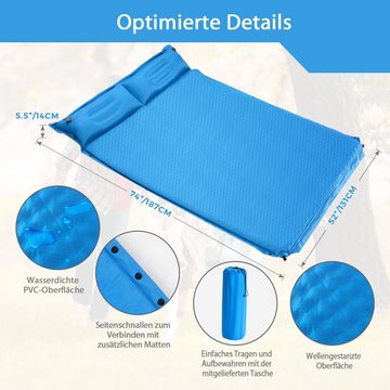 COSTWAY Isomatte, Campingmatte mit Kissen, Selbstaufblasend, 2 Personen