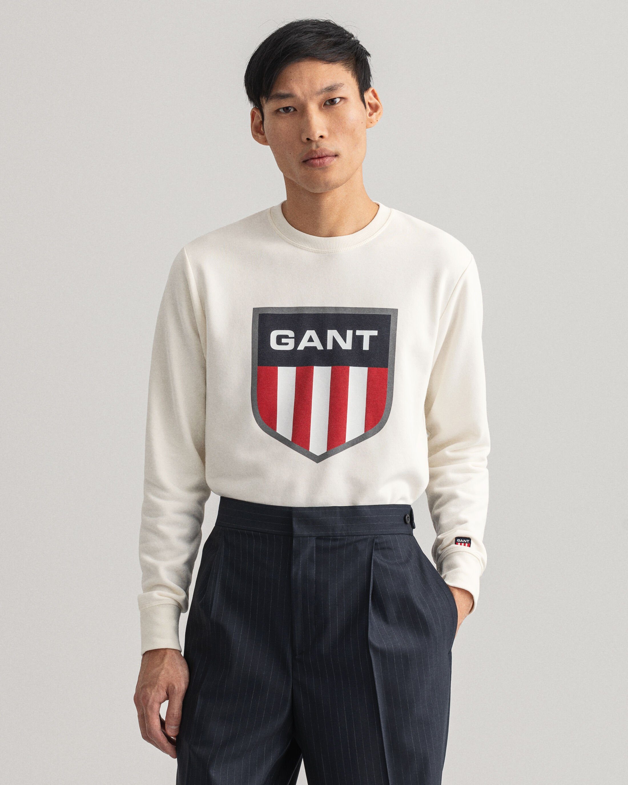 Gant Sweatshirt Shield Retro beige Pullover mit Sweatshirt