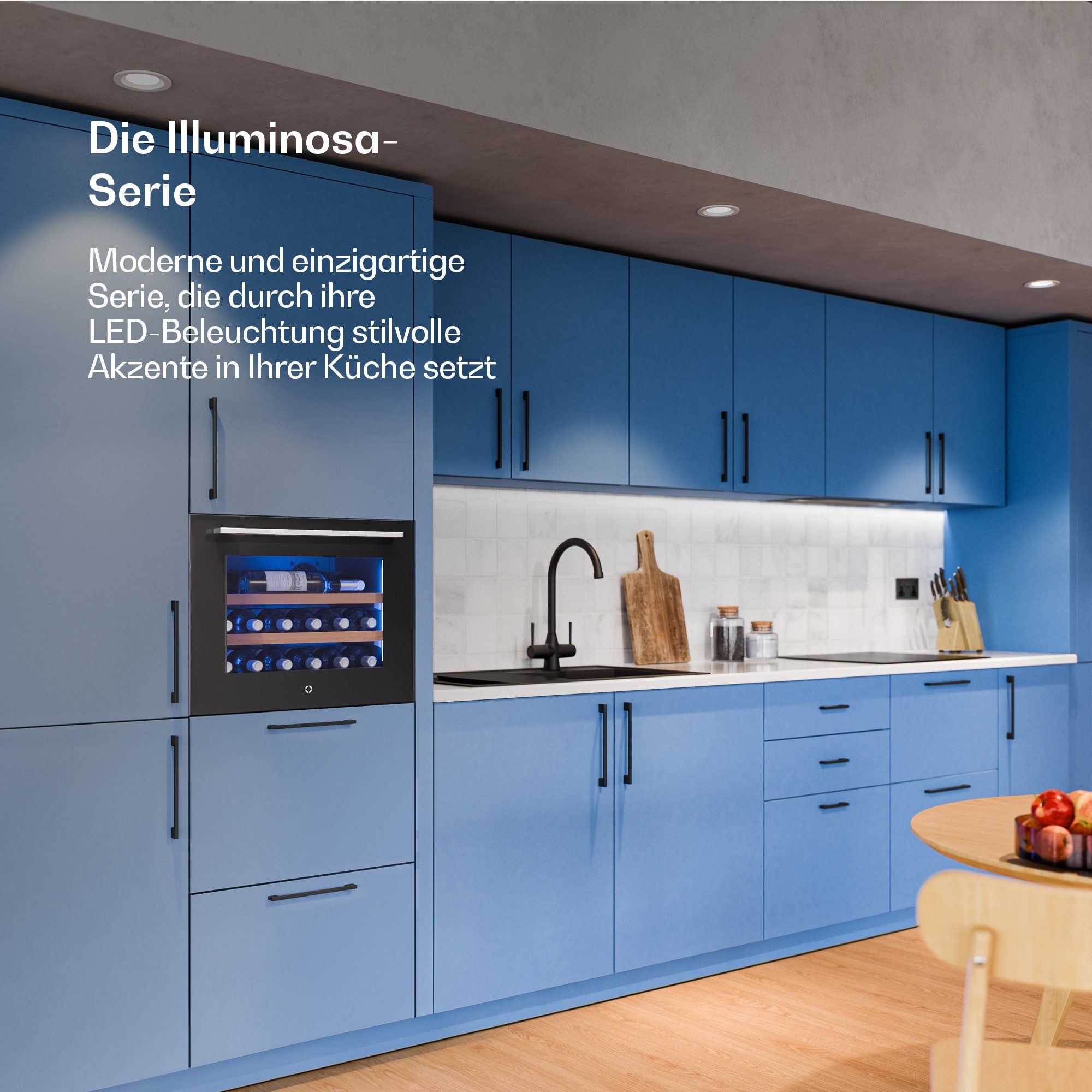 Klarstein Weinkühlschrank Illuminosa Einbau-Weinkühl 19 Flaschen 61L 60 cm UV Touch Buchenholz, für 19 Standardflaschen á 0,75l,Flaschenkühlschrank Weintemperierschrank Weinschrank Einbau UV-Schutz