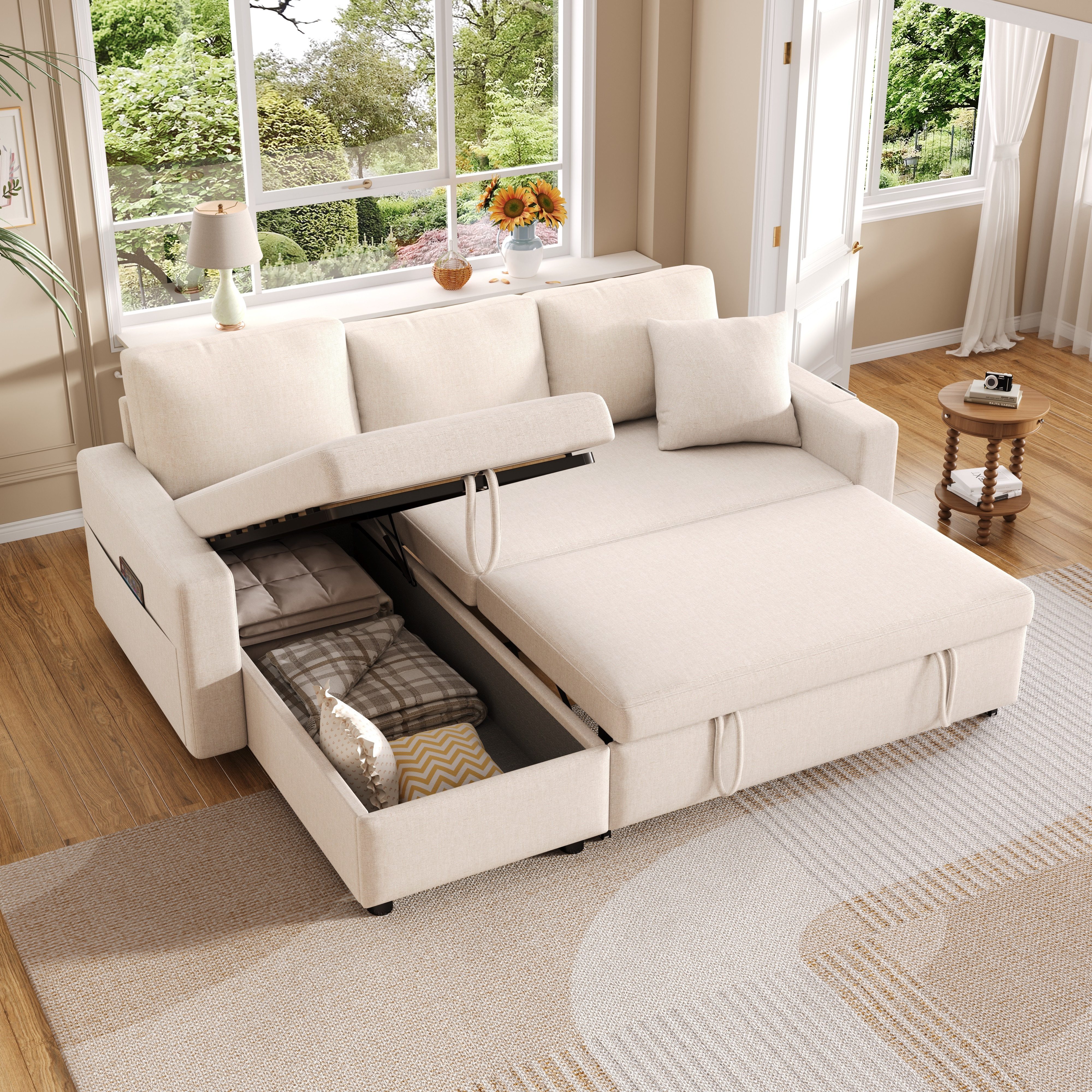 Ulife Schlafsofa L-förmiges Sofa, Chaiselongue mit Stauraum, mit Taschenauf günstig online kaufen