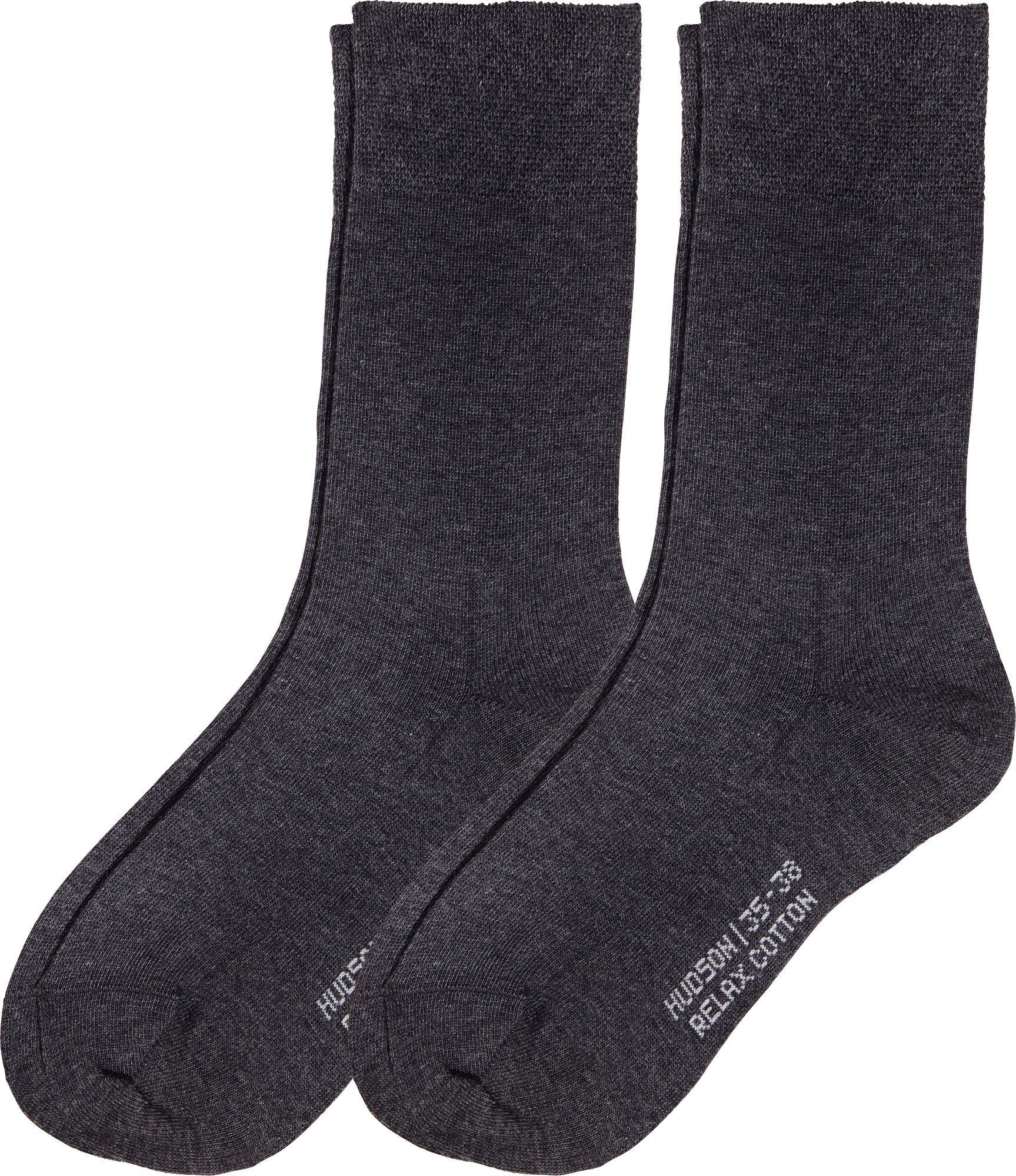 Hudson Socken Damen-Socken mit Softbund 2 Paar Uni graphit meliert