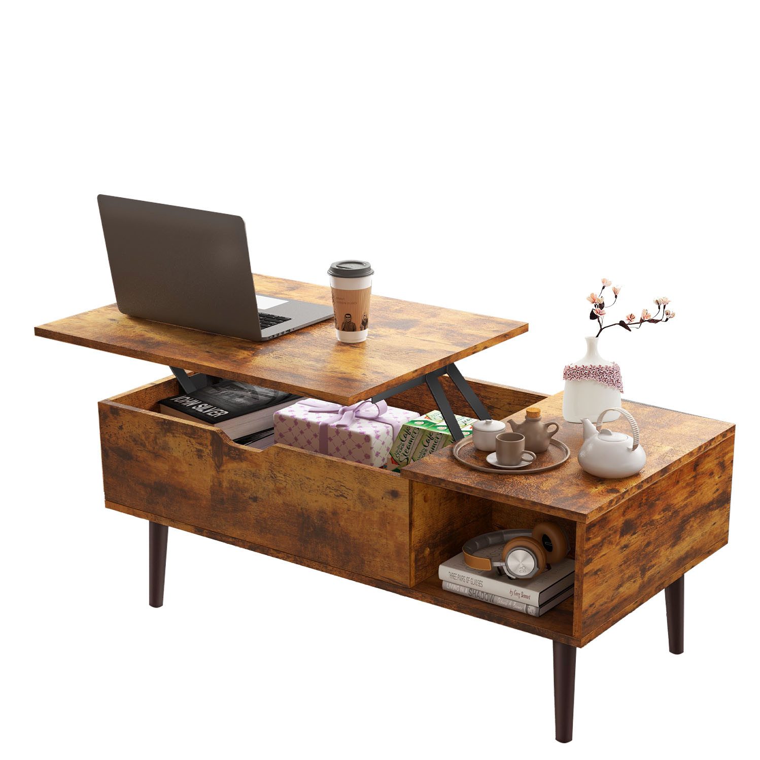 Refined Living Couchtisch Couchtisch Holz Quadratisch Höhenverstellbar Ausz günstig online kaufen