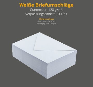 Blanke Briefhüllen Briefumschlag Briefumschläge - Weiß ~162 x 229 mm (DIN C5), 120 g/qm Offset, Ohne