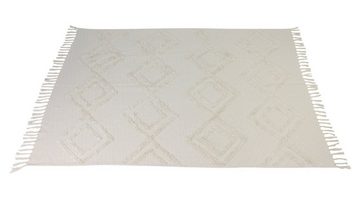 Wohndecke Webdecke Boho Stil Decke Sofadecke Plaid 130 x 170 Creme Makramee, Home-trends24.de