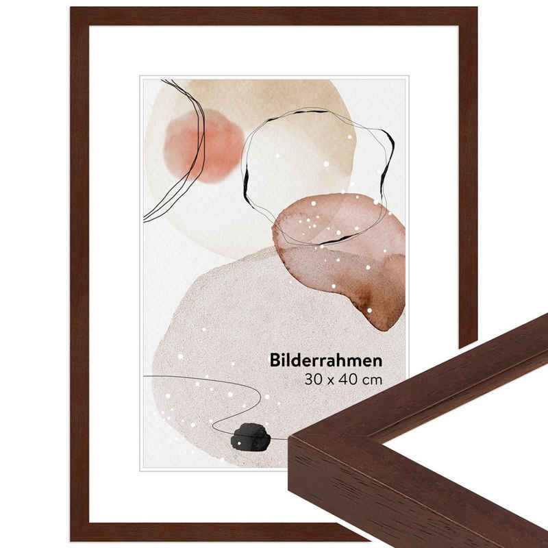 WANDStyle Bilderrahmen H950, Nussbaum-Optik, aus Massivholz im Stil Modern