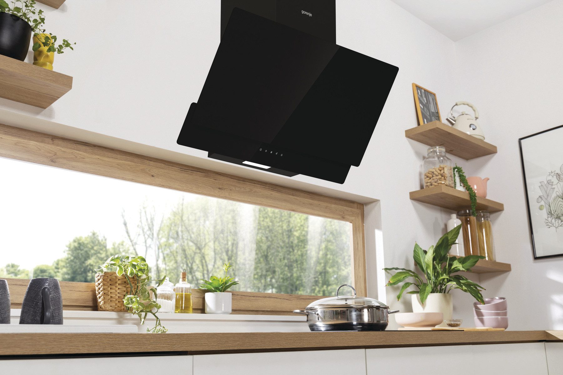 GORENJE Kopffreihaube WHI849EB WHI849EB, Einzigartiger Aluminiumfilter entfernt bis zu 98% Fett & Dunst