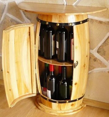 DanDiBo Weinregal Wandtisch Tisch Weinfass 0373 Schrank Weinregal Fass aus Holz 73 cm