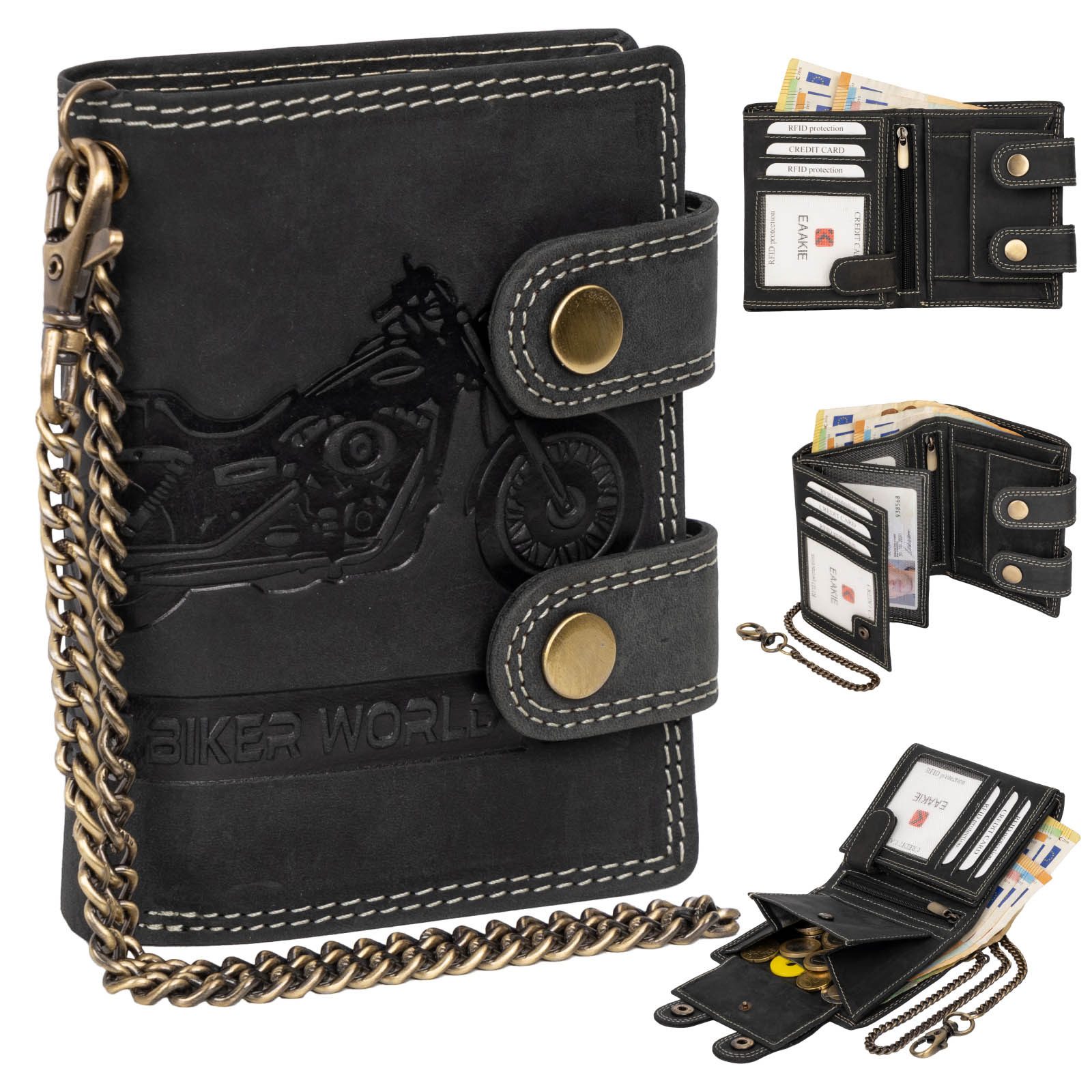 EAAKIE Geldbörse Leder Geldbörse Herren RFID Portemonnaie Echtleder Geldbörse, RFID Schutz