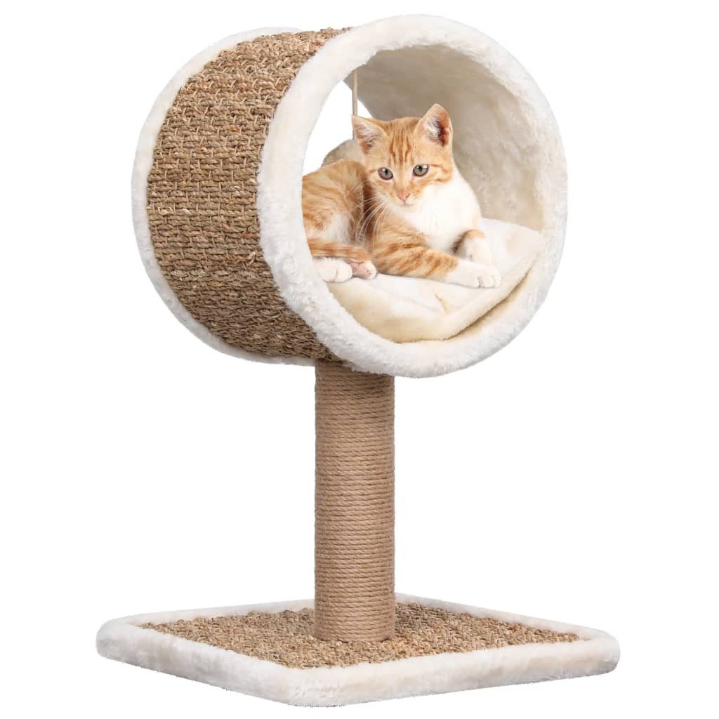vidaXL Kratzbaum Katzen-Kratzbaum mit Tunnel und Spielzeug 56 cm Seegras